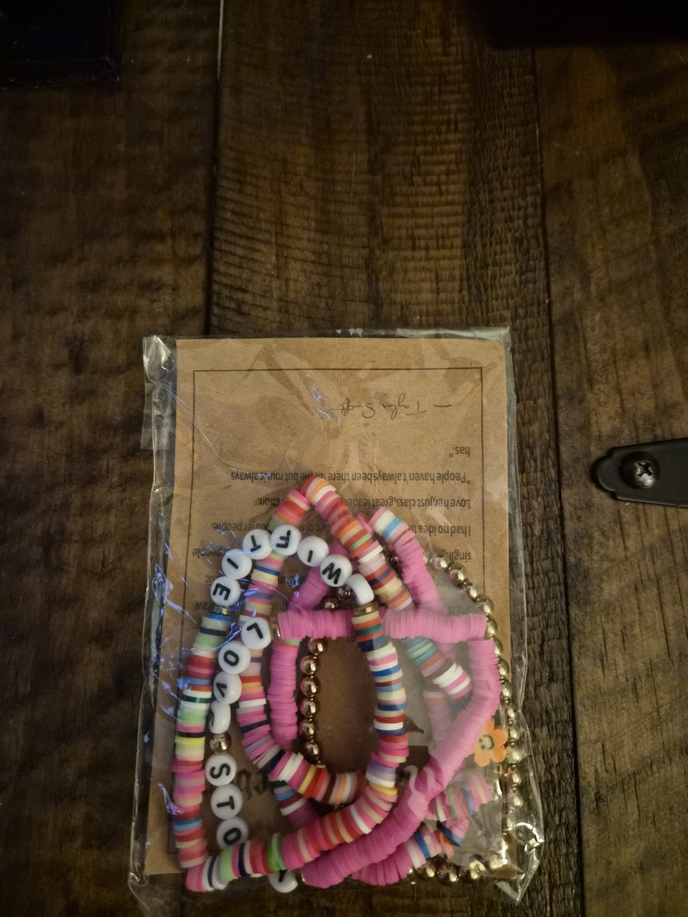 Kids Beaded Stretch Bracelet Set in Pink and Multicolor
